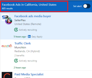 Facebook Ads Courses in California - Job Statistics