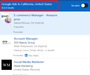 Google Ads Courses in California - Job Statistics