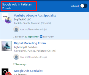 Google Ads Courses in Karachi - Job Statistics