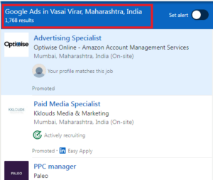 Google Ads Courses in Virar - Job Statistics