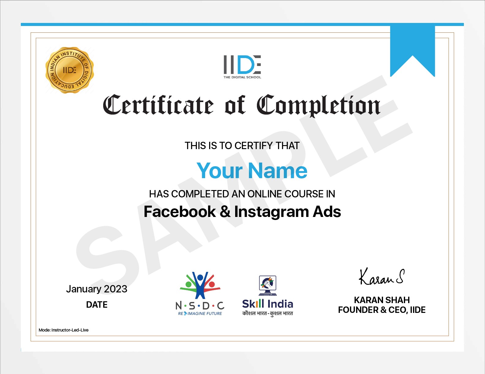 Facebook Ads Course - Certificate