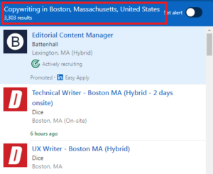 Copywriting Courses in Boston - Job Statistics