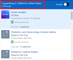 Copywriting Courses in California - Job Statistics