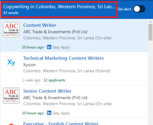 Copywriting Courses in Colombo - Job Statistics