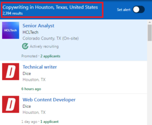 Copywriting Courses in Houston - Job Statistics