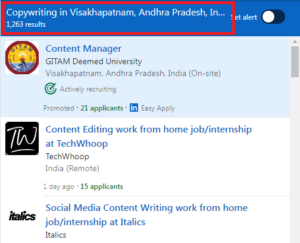 Copywriting Courses in Visakhapatnam - Job Statistics