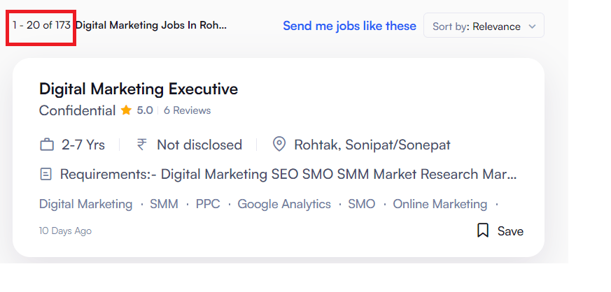MBA in digital marketing in Rohtak - Job Statistics