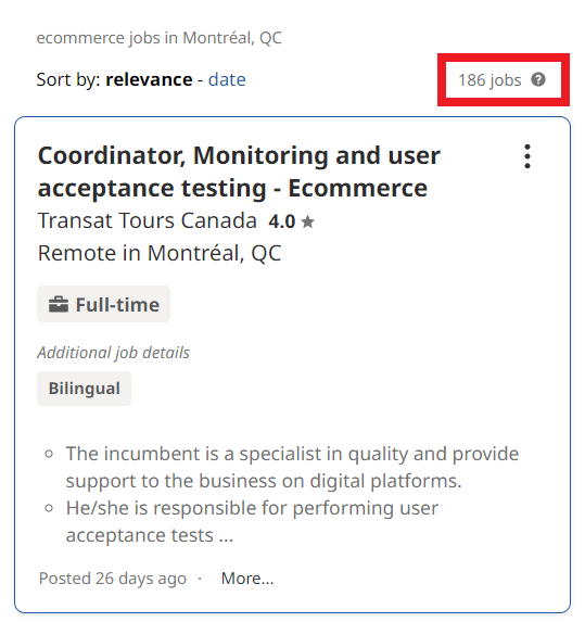 Ecommerce Courses in Montreal - Job Statistics