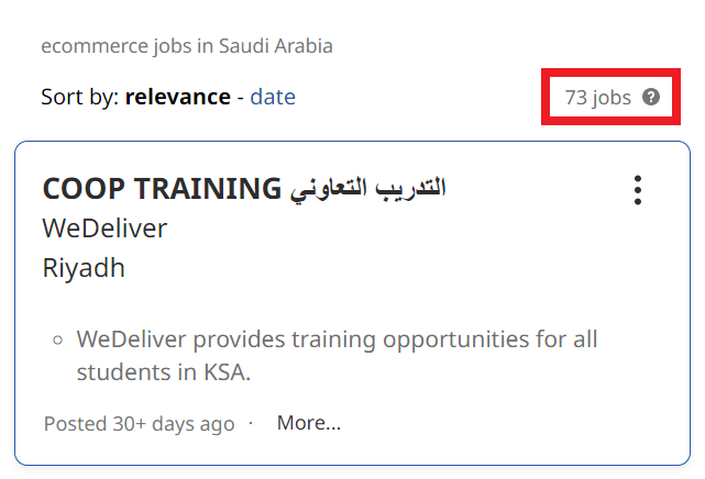 Ecommerce Courses in Riyadh - Job Statistics