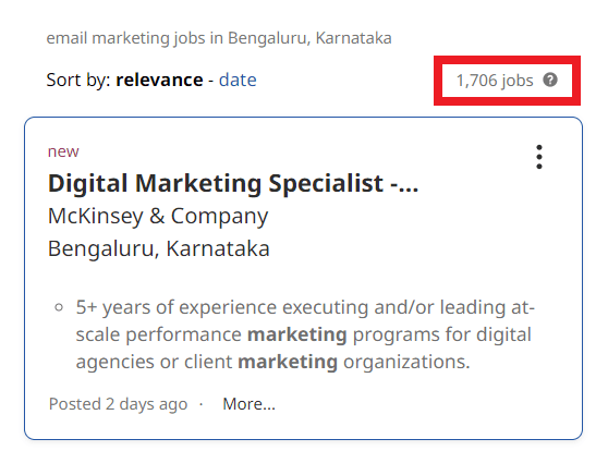 Email Marketing Courses In Bangalore - Job Statistics