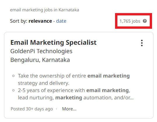 Email Marketing Courses in Mangalore - Job Statistics