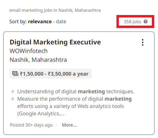 Email Marketing Courses in Nashik - Job Statistics