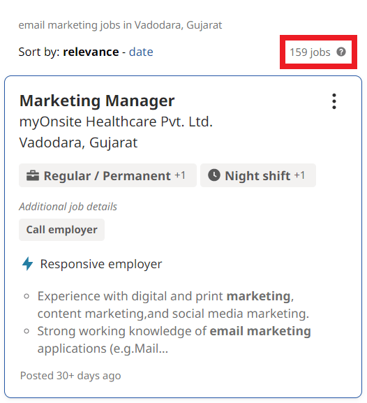 Email Marketing Courses In Vadodara - Job Statistics