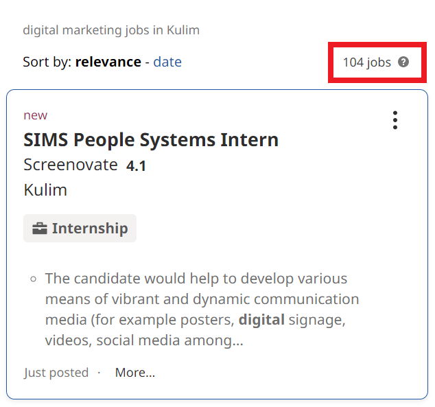 Digital Marketing Careers in Kulim - Job Statistics
