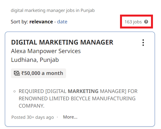 Mba In Digital Marketing In Patiala - Job Statistics