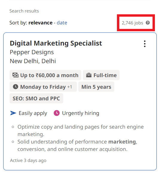 digital marketing courses in Maharani Bagh - Job Statistics