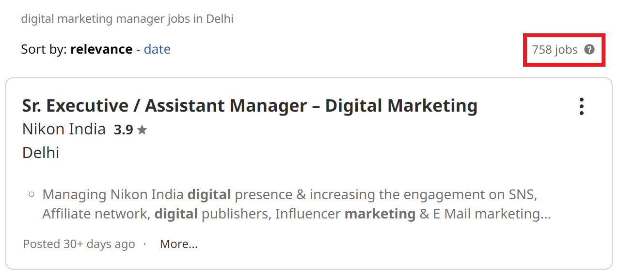 Mba In Digital Marketing In South Delhi - Job Statistics