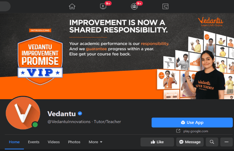 marketing strategy of vedantu-facebook