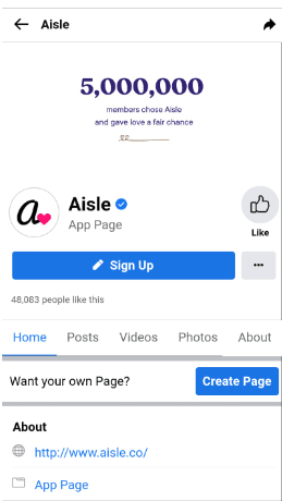 marketing strategy of aisle-facebook