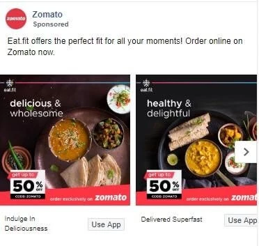 Zomato Marketing Strategy Facebook Ad