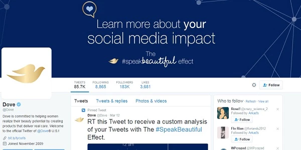 Marketing Strategies of Dove - Social Media Presence - Dove on Twitter