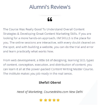 Content Writing Courses in Delhi - IIM Skills Student Review